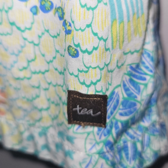 🌴 Tea Collection Off Shoulder Tropical Floral Blue Green Print Dress Girls 5 - Picture 7 of 7